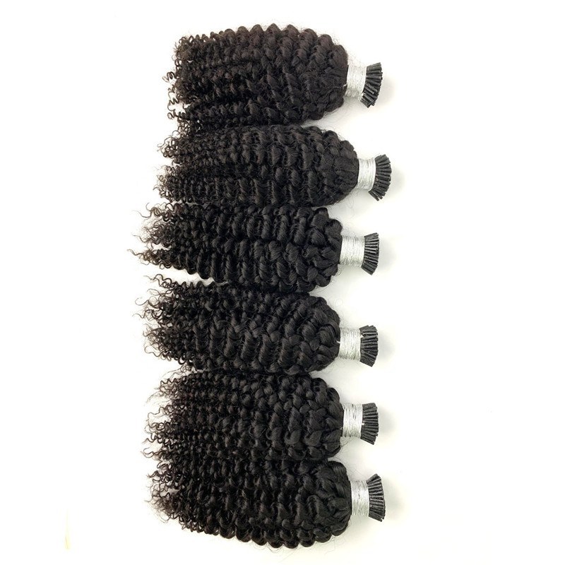2 Tone Brazilian Virgin Hair Extension I Tip Customized Boxes Packaging Kinky Curly Human Hair I Tip