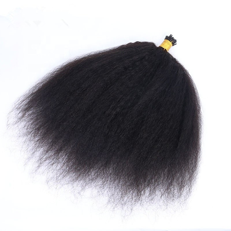 Kinky Straight I Tip Human Hair Extension 1G Per Strand 100Standard Keratin Hair Extensions For Black Woman