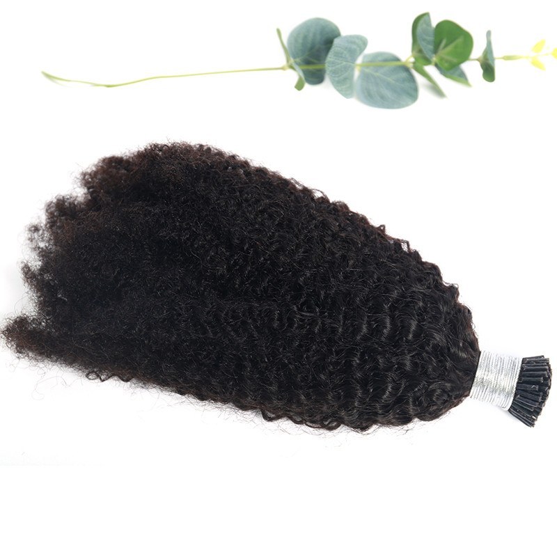 Micro Afro Kinky Curly Human Hair Natural Curly 4B4C Hair Extensions I Tip