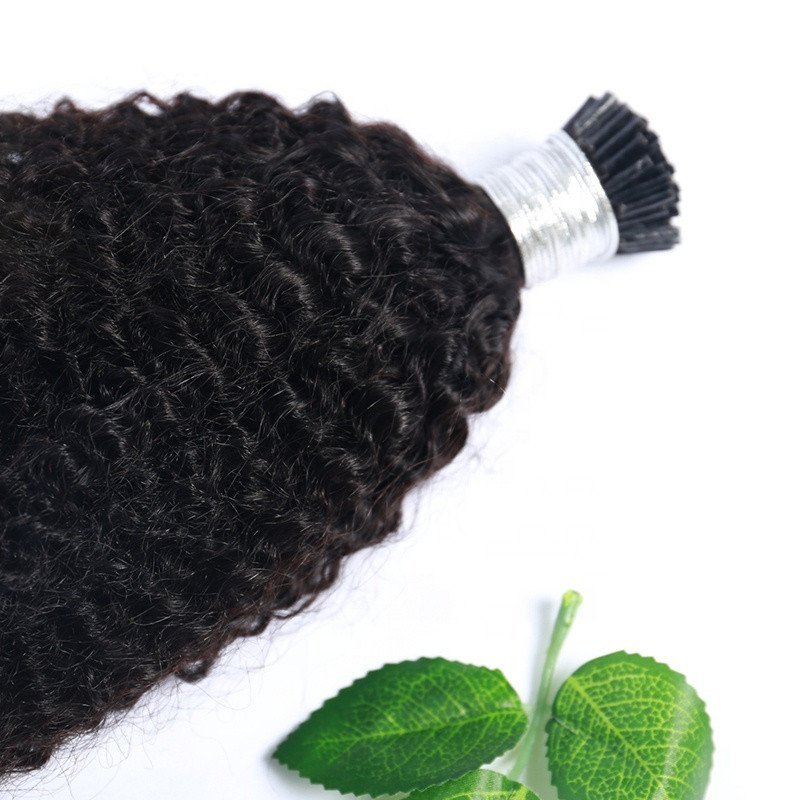 Wholesale Large Stock Raw Virgin Human Hair I Tip Hair Extensions Kinky Curly I Tip Hair Extensions