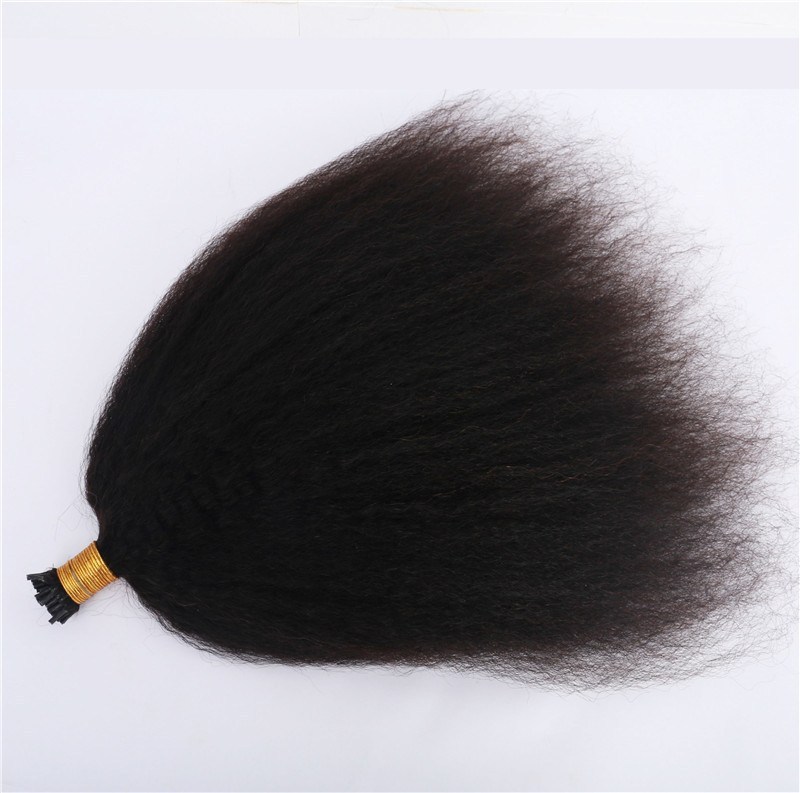 Kinky Straight I Tip Human Hair Extension 1G Per Strand 100Standard Keratin Hair Extensions For Black Woman