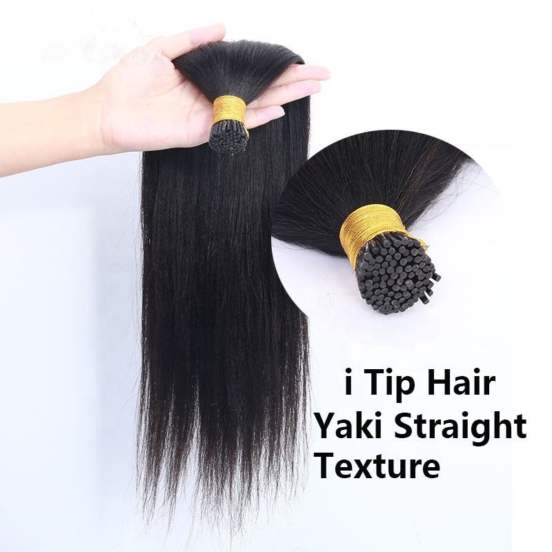 Natural Black Color Yaki Hair Extension I Tips Hair 10A Color Silky I -Tip Light Yaki Straight I Tips