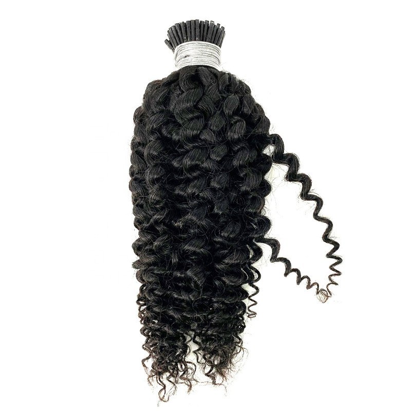 Raw Indian Hair I-Tips Ponytails Human Hair Extensions Remy 3B 3C Afro Kinky Curly Hair I Tips
