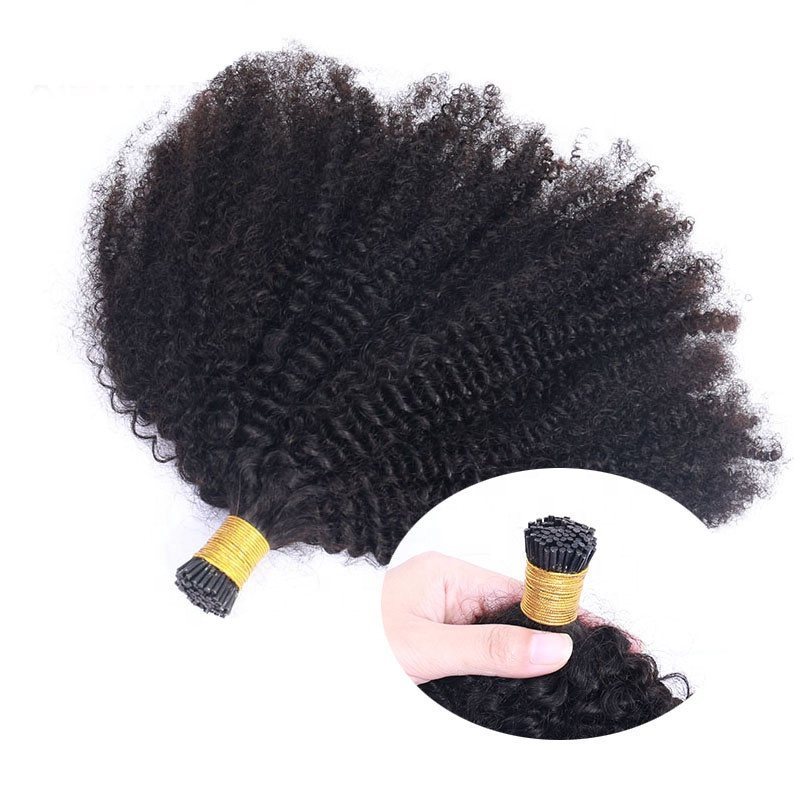 Afro Kinky Curly Doubl Drawn Mongolian Hair Extent I Tip