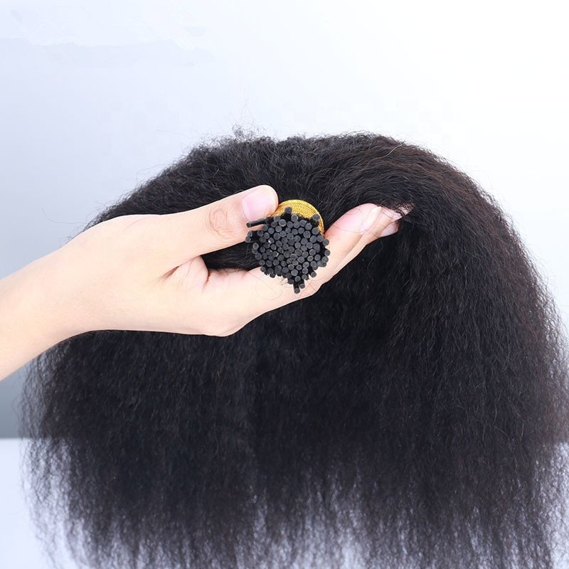 Kinky Straight I Tip Human Hair Extension 1G Per Strand 100Standard Keratin Hair Extensions For Black Woman