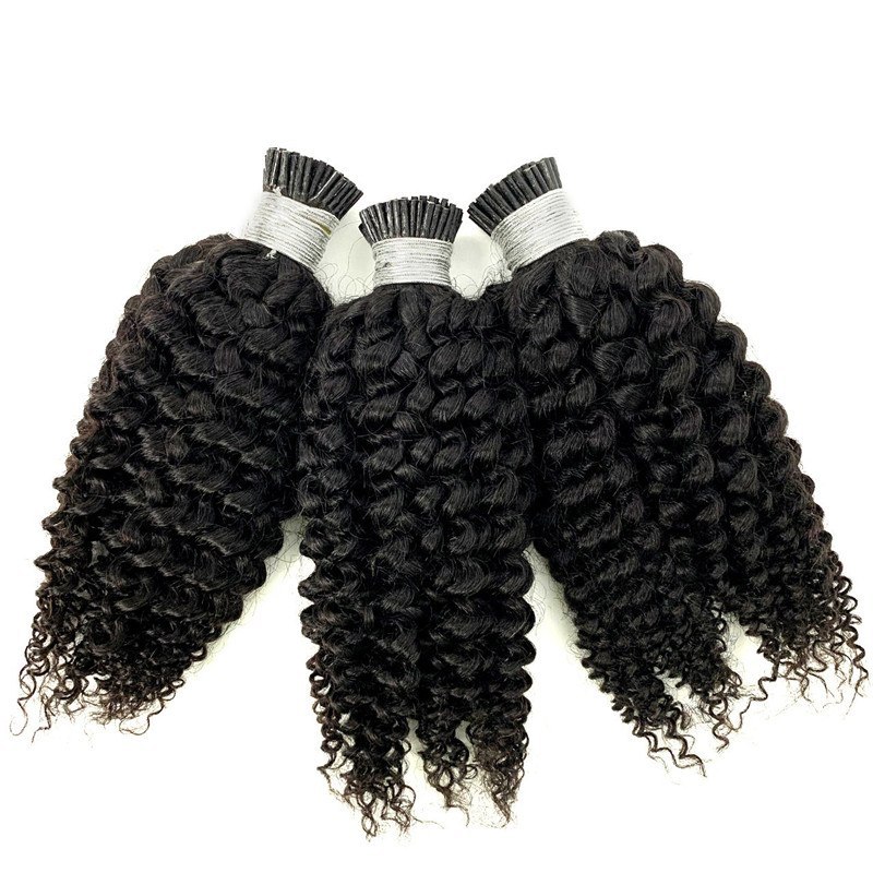 Natural Raw Virgin Hair Remy Kinky Curly I Tips Cuticle Aligned Hair Extensions I Tips