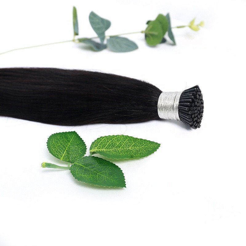 Natural Black Color Yaki Hair Extension I Tips Hair 10A Color Silky I -Tip Light Yaki Straight I Tips