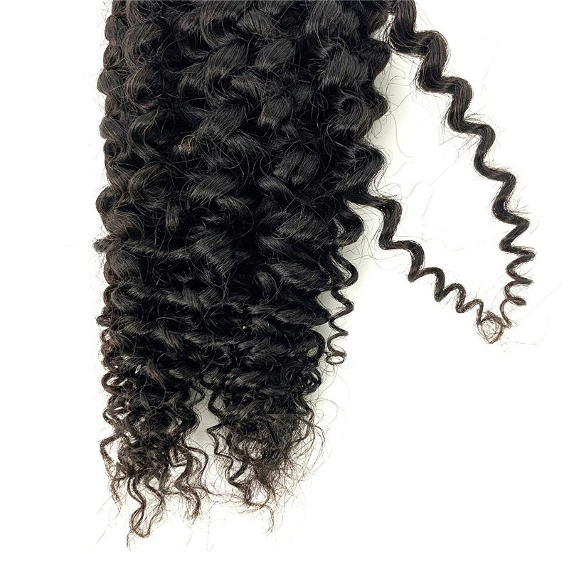 Natural Raw Hair Extensions Without Tangle Kinky Curly Curls Hair Wig Black Virgin Vendor Human Hair I Tip