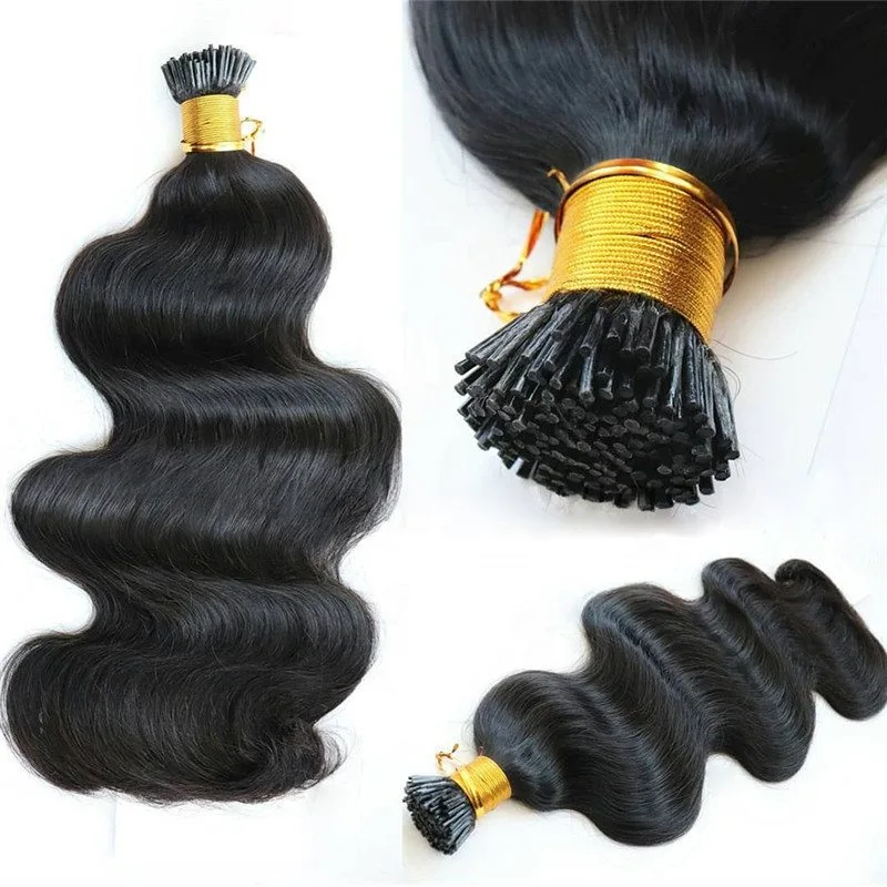 Bulk Wholesale 100% Brazilian Raw Virgin Hair Pre-Bonded Hair Extension Body Wave I Tips Human Hair