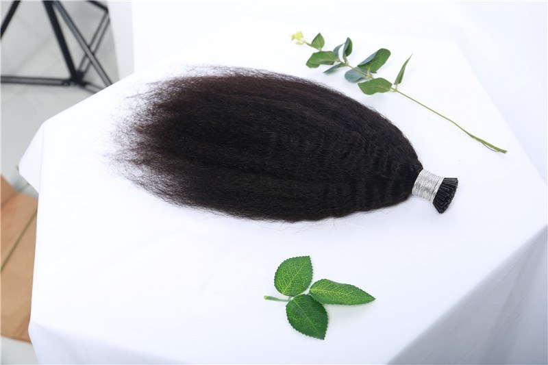 Malaysian Afro Kinky Curly Cuticle Aligned Hair I  Tip Hair Extensions