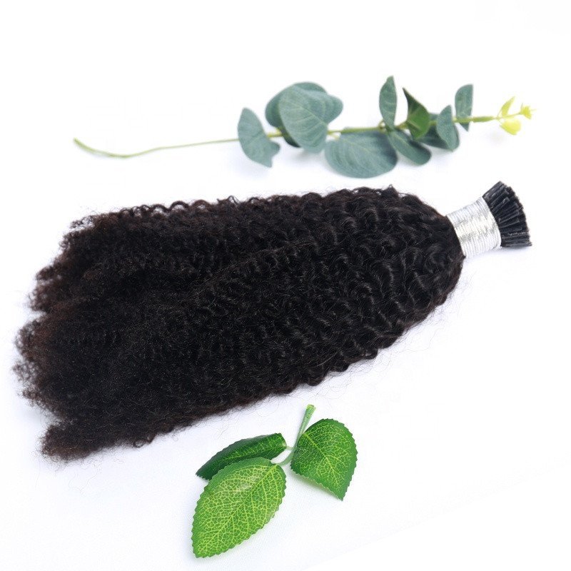 Wholesale Large Stock Raw Virgin Human Hair I Tip Hair Extensions Kinky Curly I Tip Hair Extensions