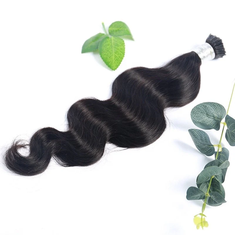 Wholesale  100 Keratin Micro I Tip Brazilian Human Hair Extension Natural Wave