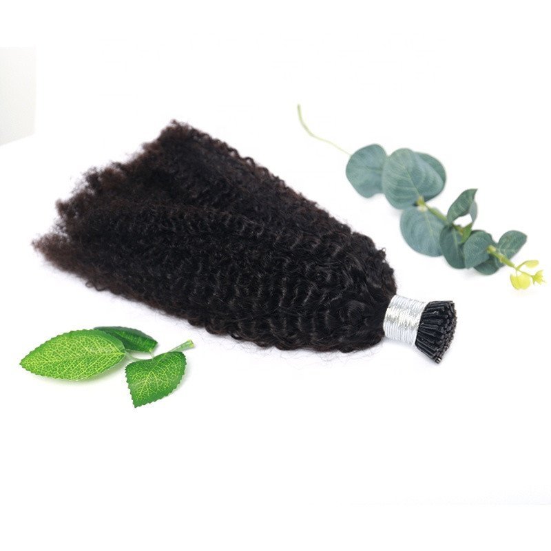 Wholesale Brazilian Human Kinky Curly I Tip Hair Extensions Natural Black Color 1G/Pc 100G One Bag