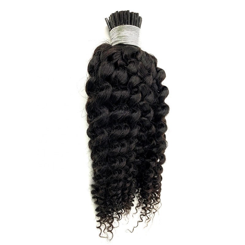 Wholesale Ombra Hair Extensions Russian Human Hair Ponytail I-Tip Virgin 3B 3C Kinky Curly I Tip