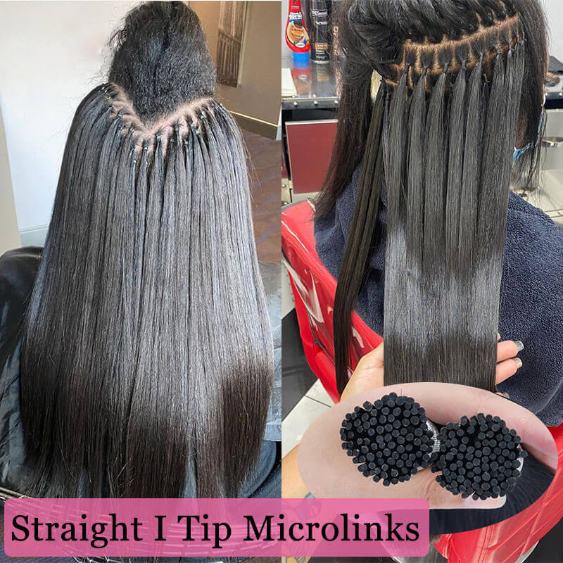 Straight I Tip Microlinks Hair Extension Human Hair Brazilian Virgin Hair Bulk I Tip Hair Extensions For Black Women Pwigs