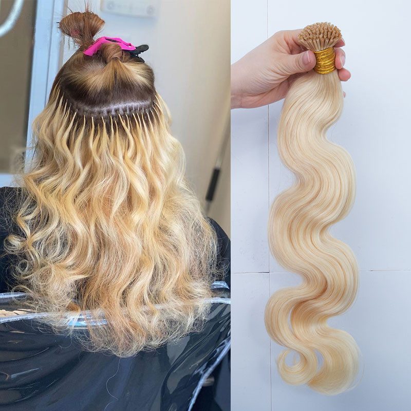 613 Blonde Body Wave Human Hair I Tip Microlinks Hair Extension Brazilian Virgin Hair Bulk I Tip Hair Extensions Pwigs