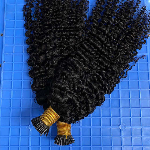 3B 3C Kinky Curly Microlinks Human Hair Extensions Brazilian Virgin Hair Weave Bundles I Tip Hair Extensions Bulk Pwigs