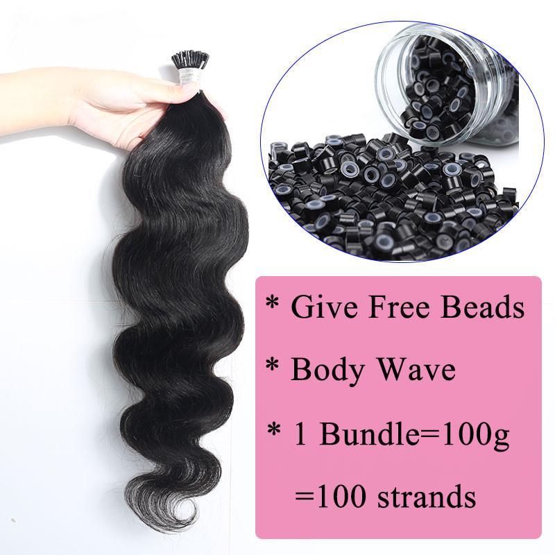 Body Wave Microlinks I Tip Hair Extensions Indian Natural Wavy Virgin Bulk Hair For Women 100% Human Hair For Salon Pwigs