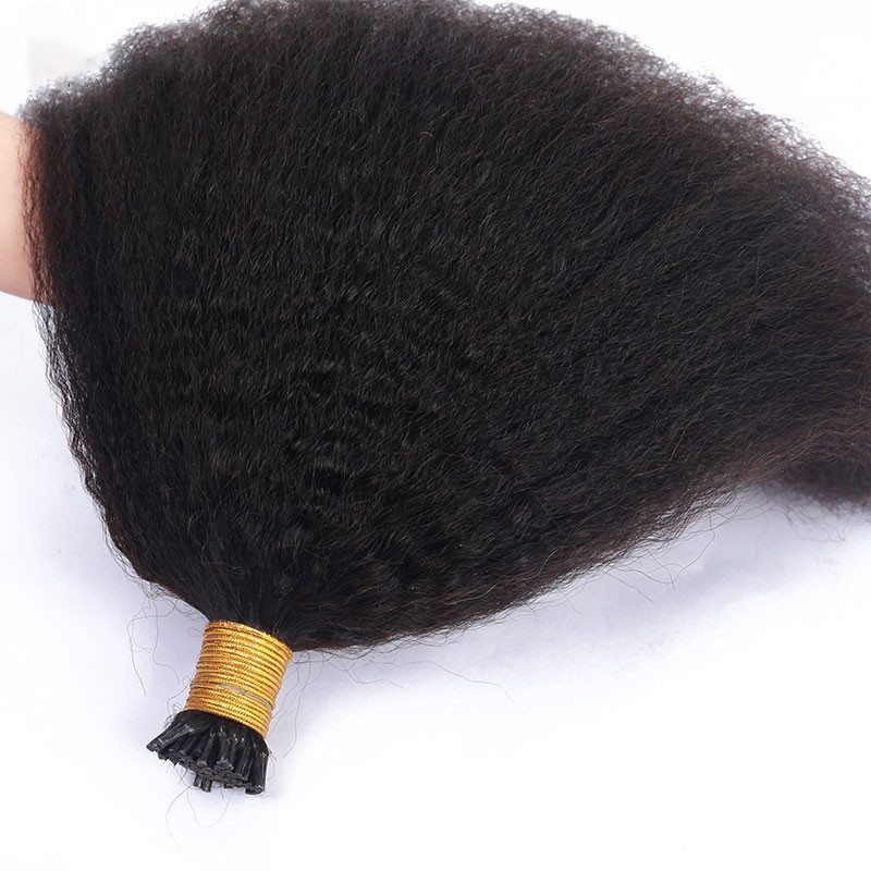 Kinky Straight I Tip Microlinks Hair Extensions 100% Human Virgin Hair Weave Bundles Brazilian I Tip Hair Extensions Pwigs