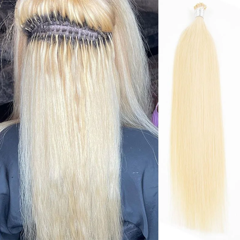 613 Blonde Straight Human Hair I Tip Microlinks Hair Extension Brazilian Virgin Hair Bulk I Tip Hair Extensions Pwigs