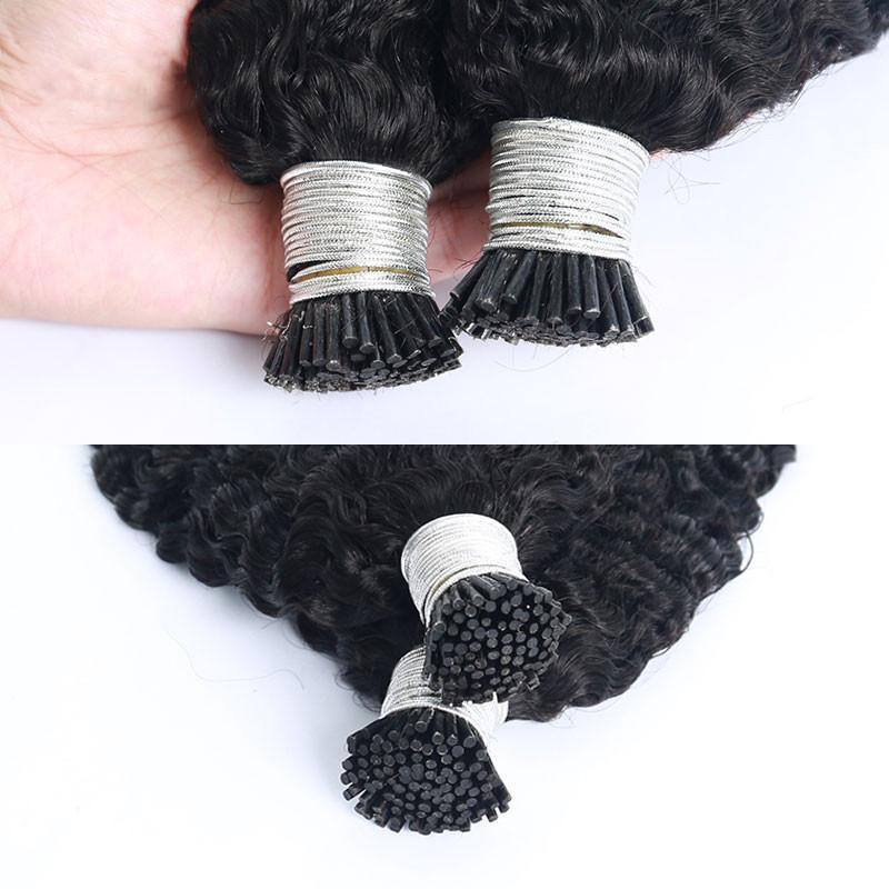 3B 3C Kinky Curly I Tip Microlinks Human Hair Extensions Brazilian Virgin Hair Weave Bundles I Tip Hair Extensions Pwigs