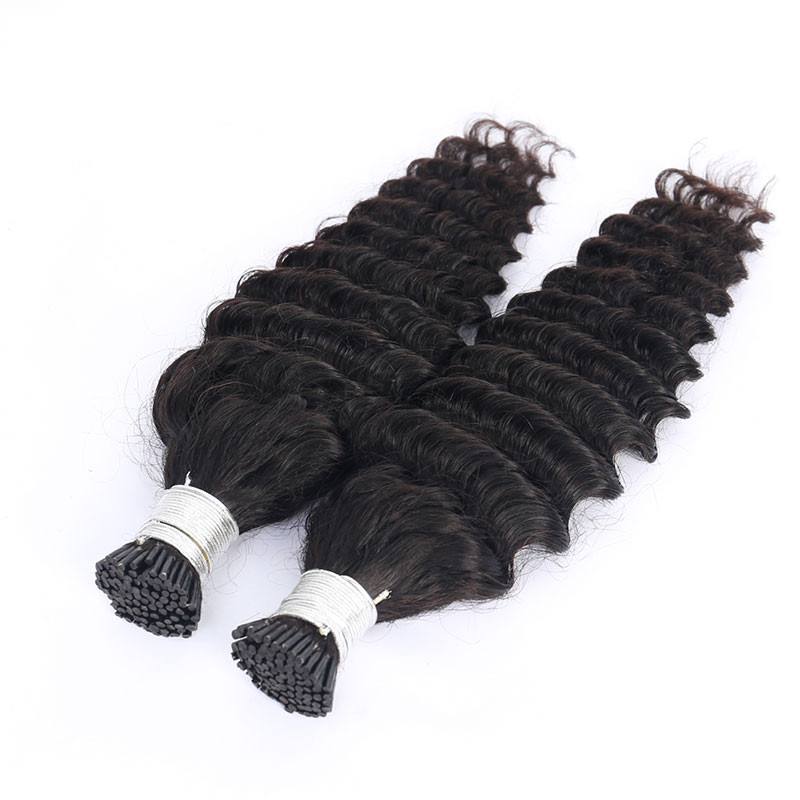 Deep Wave I Tip Hair Extensions Microlinks Brazilian Virgin Hair Bulk Curly I Tip Hair Extensions For Black Women Pwigs