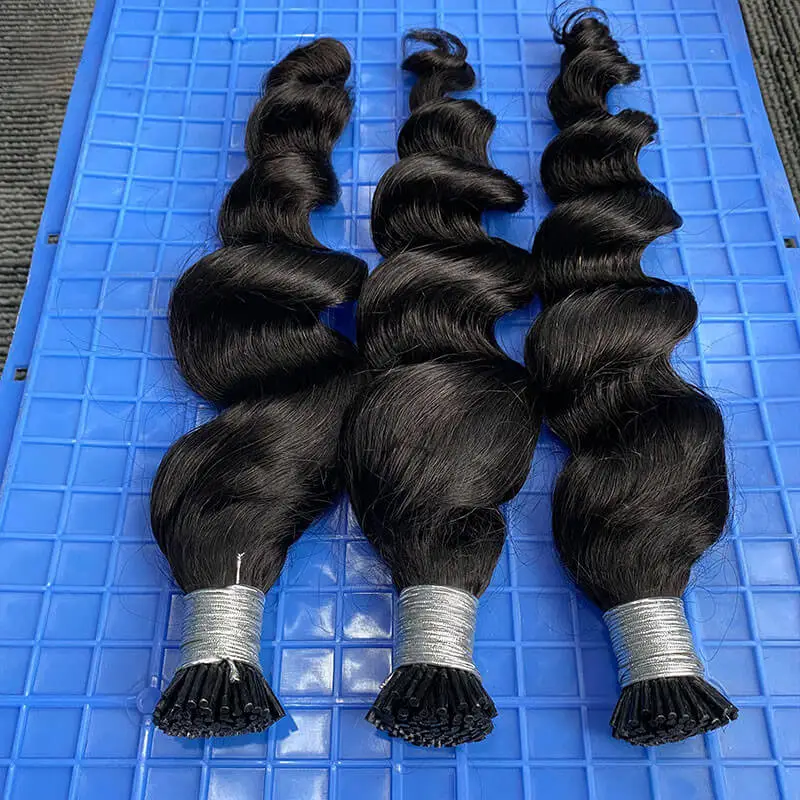 Loose Wave I Tip Hair Extensions Microlink Human Hair Extensions For Black Women Brazilian Virgin Bulk Hair Bundles Pwigs