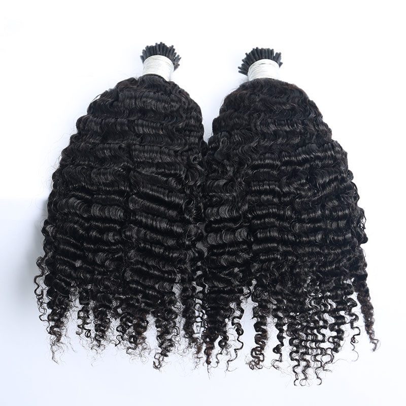 3B 3C Kinky Curly I Tip Microlinks Human Hair Extensions Brazilian Virgin Hair Weave Bundles I Tip Hair Extensions Pwigs