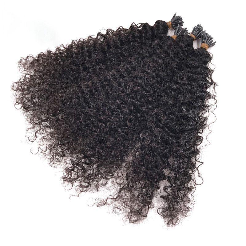 Kinky Curly I Tip Hair Extensions Microlinks 100% Human Virgin Hair Weave Bundles Brazilian I Tip Hair Extensions Pwigs