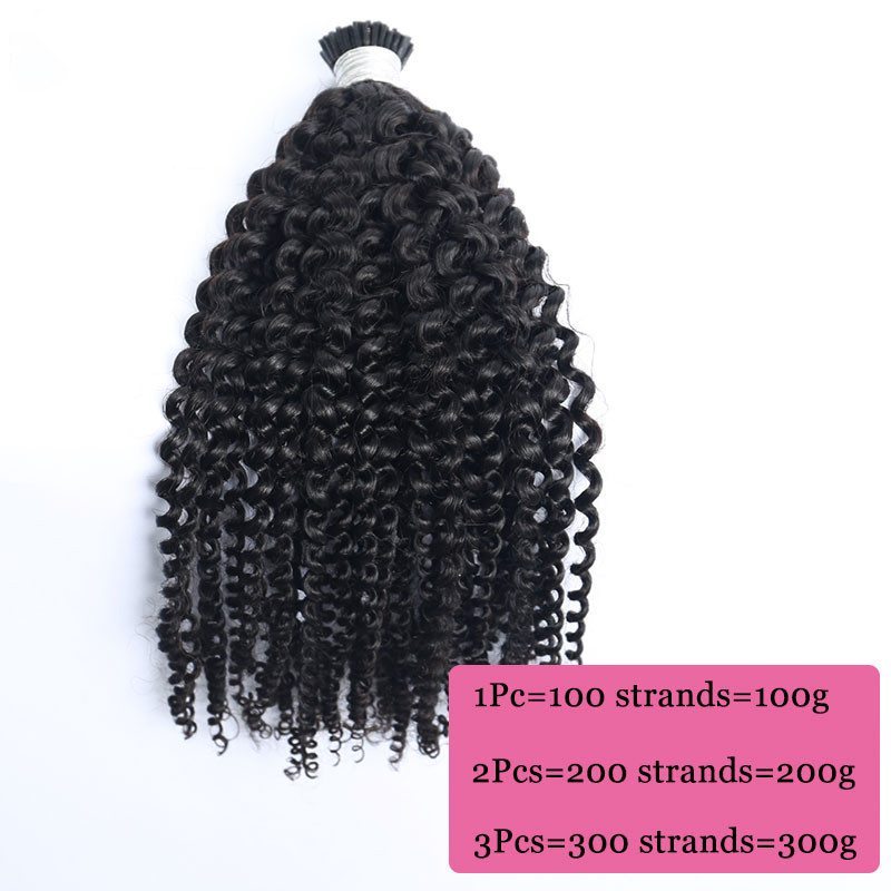 4A Kinky Curly I Tip Hair Extensions 100% Mongolian Virgin Human Hair Bundles I Tip Microlinks For Black Women Pwigs