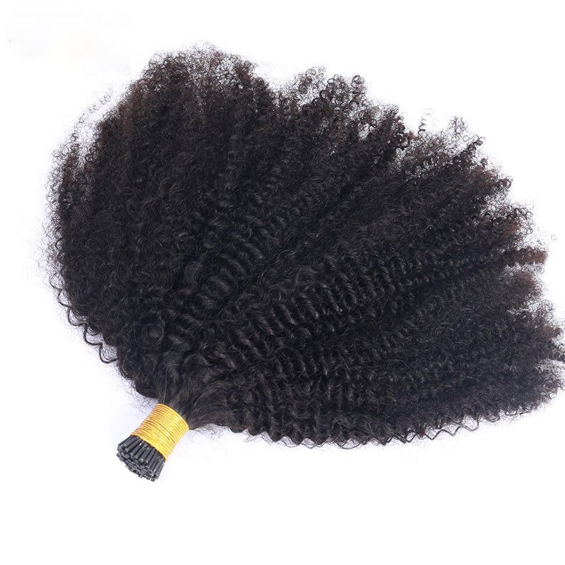 Afro Kinky Curly Coily Microlinks I Tip Hair Extensions Human Hair For Black Women 4B 4C Salon Brazilian Virgin Hair Pwigs