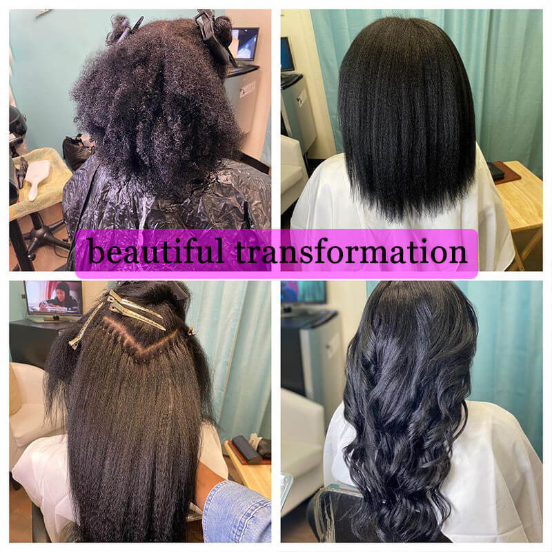 Brazilian Afro Kinky Straight I Tip Microlinks Hair Extensions Human Hair 100% Virgin Hair For Women Yaki Bulk Hair Pwigs