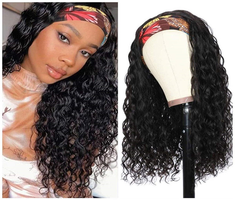 Headband Wig Human Hair Water Wave Headband Wigs For Black Women Brazilian Virgin Hair Wet and Wavy Headband Wig