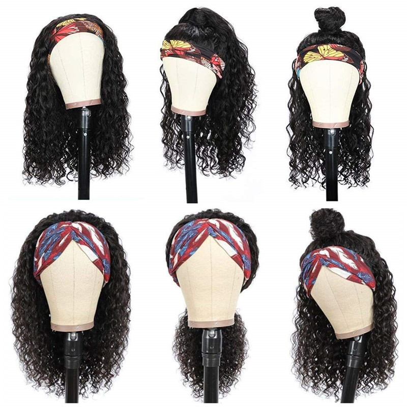 Headband Wig Human Hair Water Wave Headband Wigs For Black Women Brazilian Virgin Hair Wet and Wavy Headband Wig
