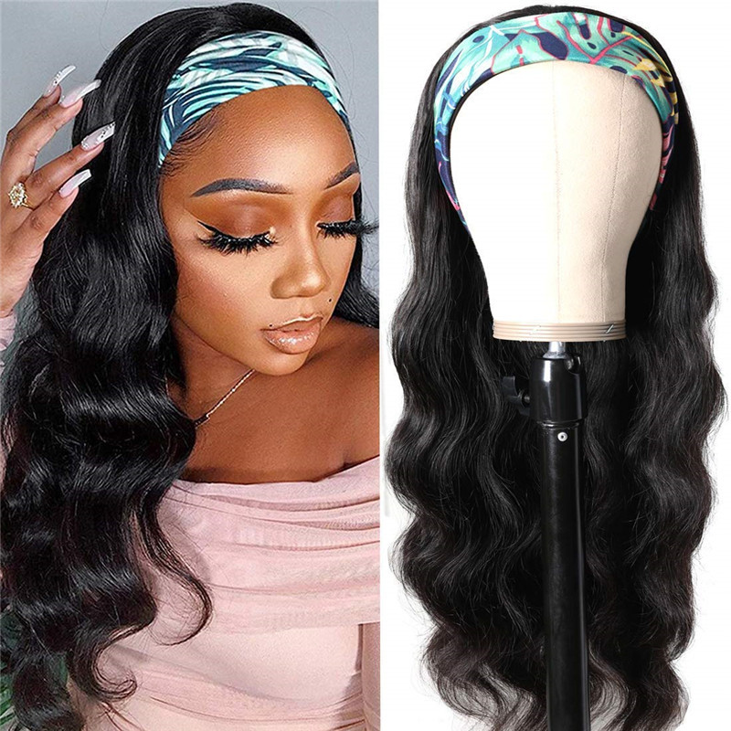 Headband Wig Body Wave Human Hair Wigs For Black Women Brazilian Virgin Hair Glueless None Lace Front Wigs With Headband Machine Made