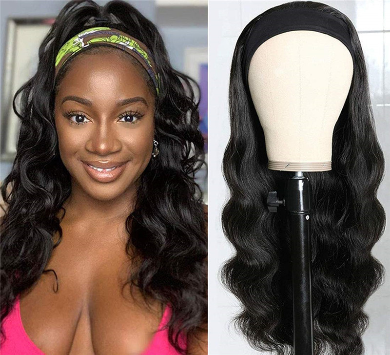 Headband Wig Body Wave Human Hair Wigs For Black Women Brazilian Virgin Hair Glueless None Lace Front Wigs With Headband Machine Made