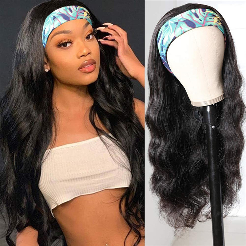 Headband Wig Body Wave Human Hair Wigs For Black Women Brazilian Virgin Hair Glueless None Lace Front Wigs With Headband Machine Made