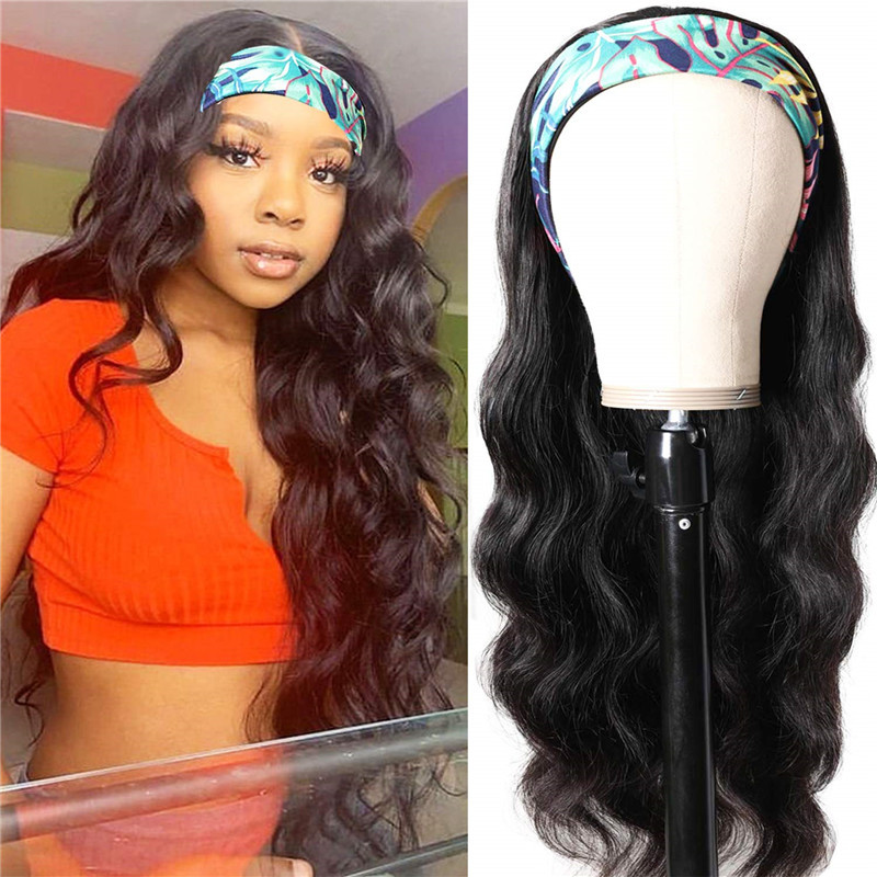 Headband Wig Body Wave Human Hair Wigs For Black Women Brazilian Virgin Hair Glueless None Lace Front Wigs With Headband Machine Made