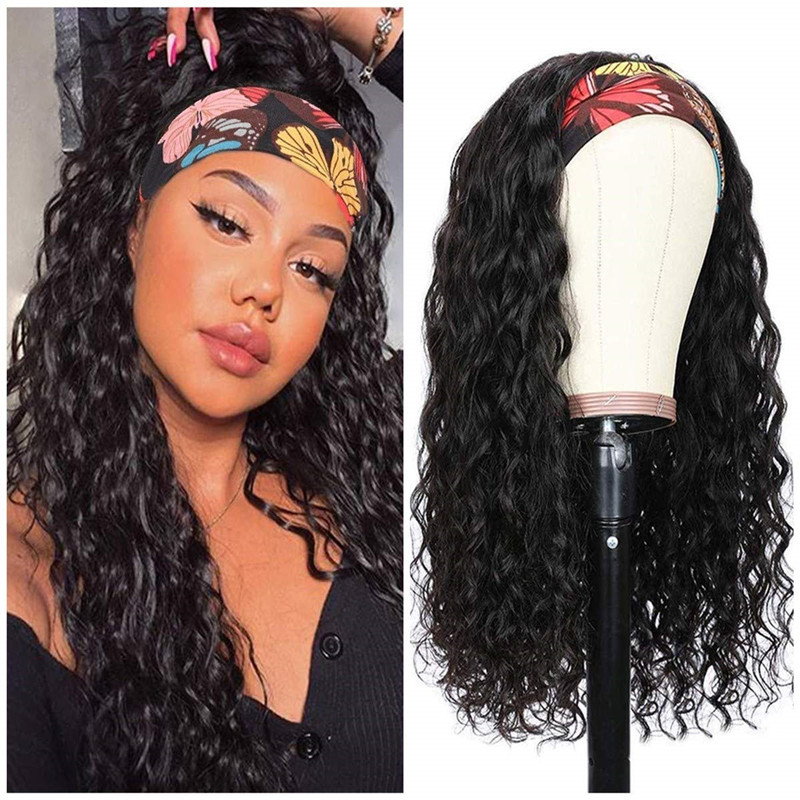 Headband Wig Human Hair Water Wave Headband Wigs For Black Women Brazilian Virgin Hair Wet and Wavy Headband Wig