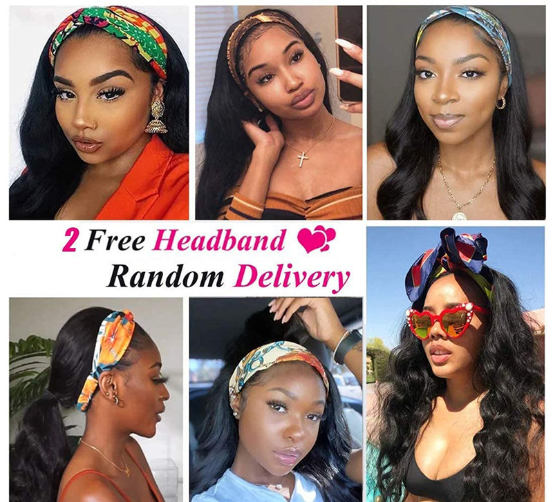 Headband Wig Body Wave Human Hair Wigs For Black Women Brazilian Virgin Hair Glueless None Lace Front Wigs With Headband Machine Made