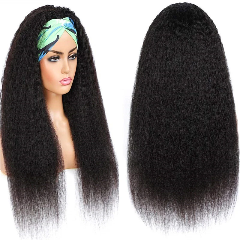 Kinky Straight Headband Wig Human Hair Brazilian Virgin Hair Headband Wigs Human Hair for Black Women