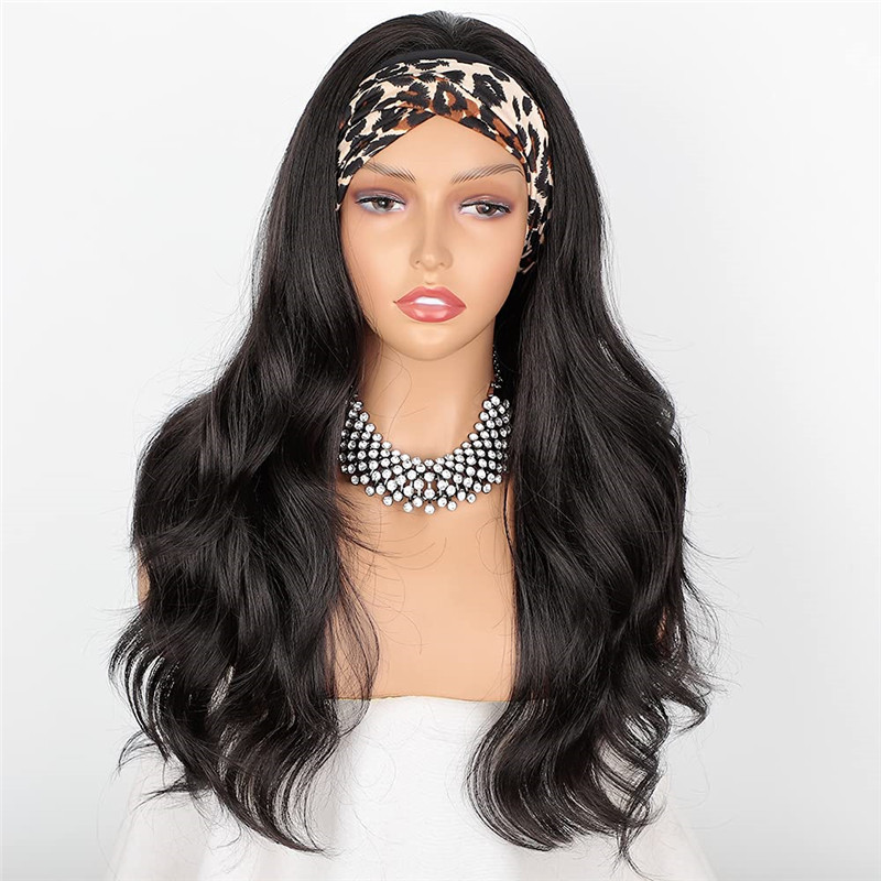 Long Wavy Headband Wig Body Wave Wigs for Black Women Girls Glueless Natural Looking High Density Heat Resistant Fiber Head