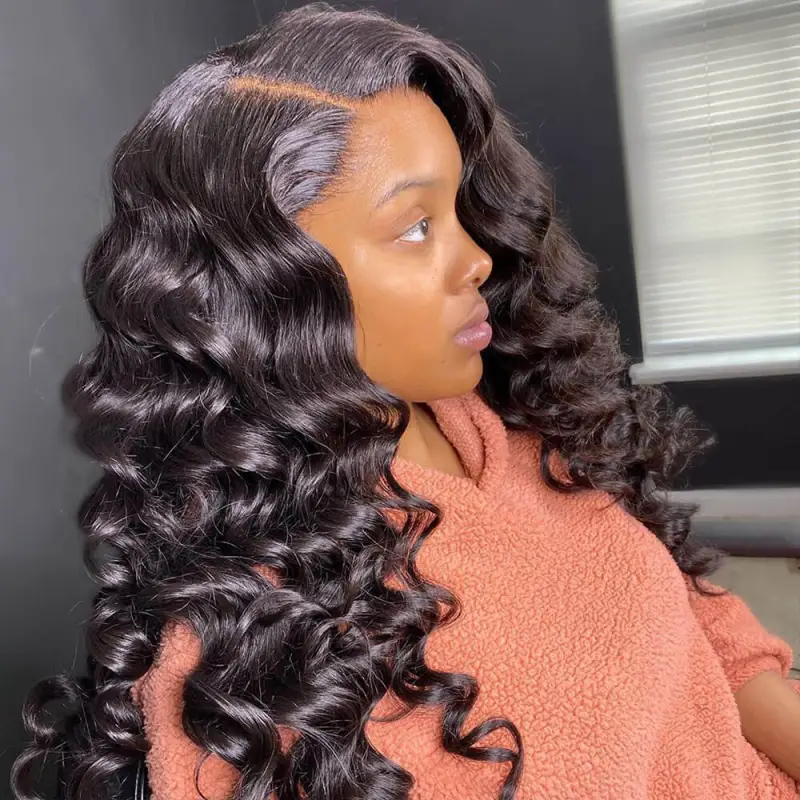 Loose Deep Wave Wigs HD Swiss Transparent Lace Front Human Hair Wigs Peruvian Pre Plucked 13x4 Lace Front Wigs For Black Women Glueless Remy Hair