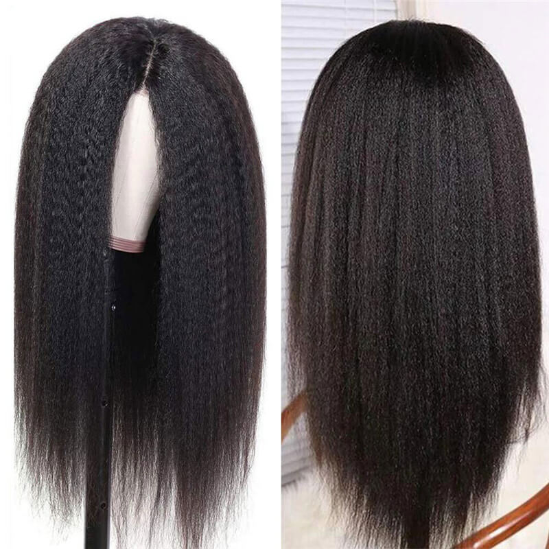 Kinky Straight Human Hair Wigs HD Swiss Transparent Lace Front Human Hair Wigs Peruvian Pre Plucked 13x4 Lace Front Wigs For Black Women Glueless Remy