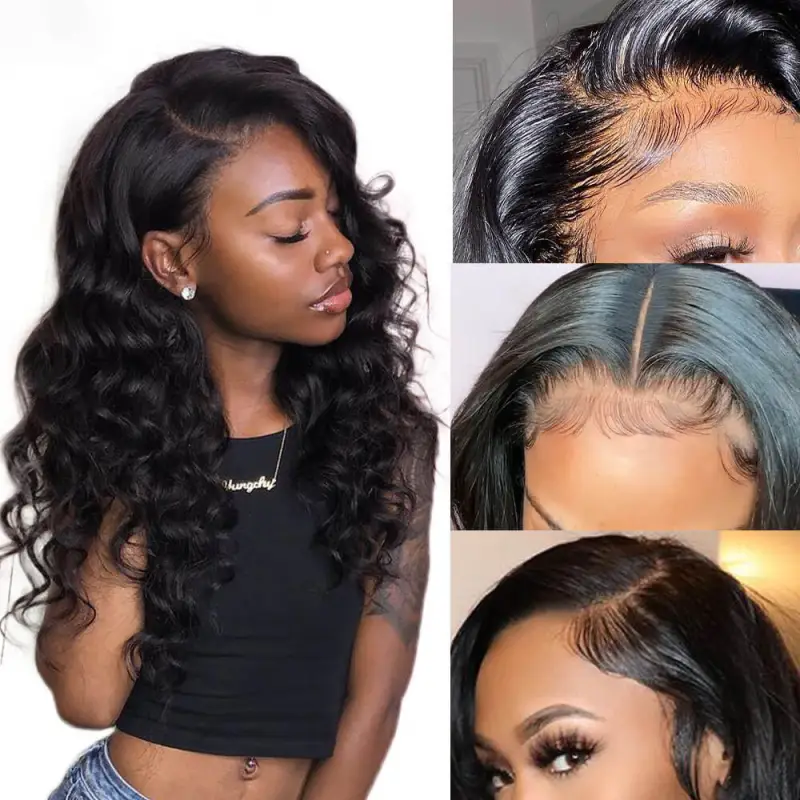 Loose Deep Wave Wigs HD Swiss Transparent Lace Front Human Hair Wigs Peruvian Pre Plucked 13x4 Lace Front Wigs For Black Women Glueless Remy Hair