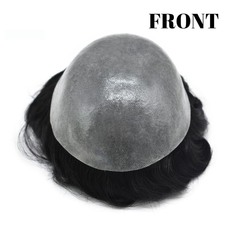 Stock Toupee Men’s Toupee Soft Thin Skin 0.06mm PU 10x8inch Hair Replacement for Men's Hairpiece 100% European Human Hair Pieces for Man