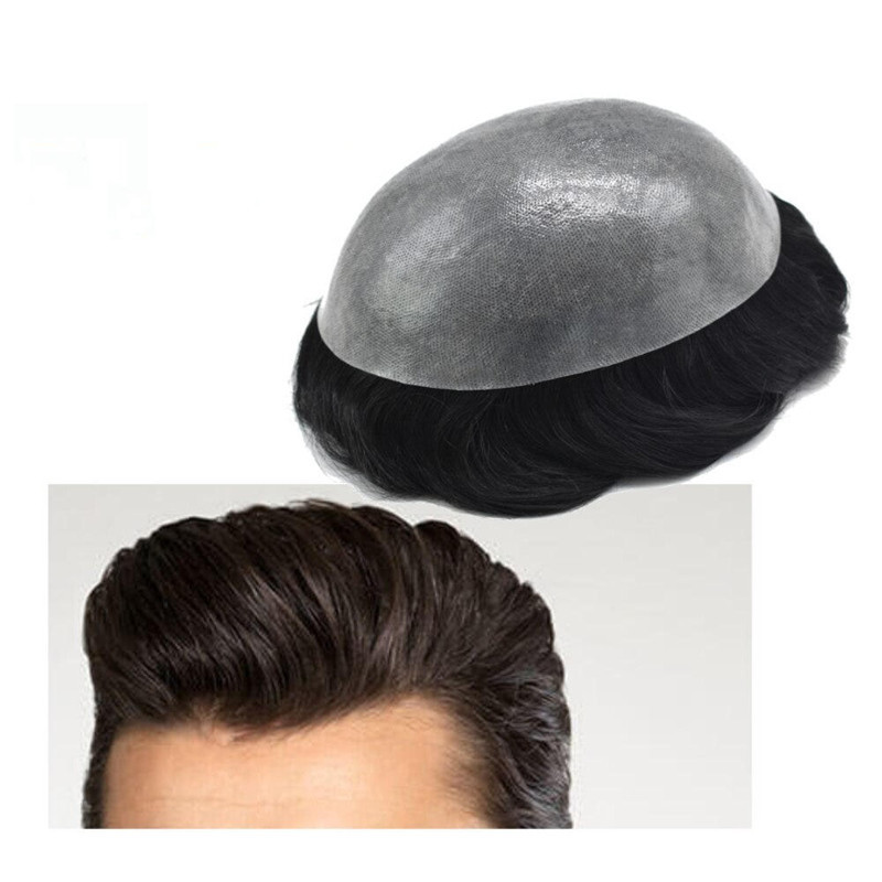 Stock Toupee Men’s Toupee Soft Thin Skin 0.06mm PU 10x8inch Hair Replacement for Men's Hairpiece 100% European Human Hair Pieces for Man