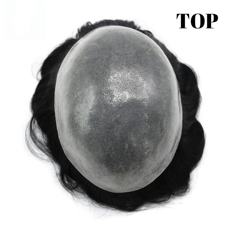 Stock Toupee Men’s Toupee Soft Thin Skin 0.06mm PU 10x8inch Hair Replacement for Men's Hairpiece 100% European Human Hair Pieces for Man
