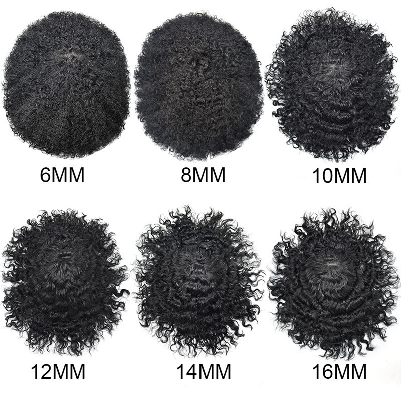 Pwigs Hairpiece Afro American 100% Human Hair System French Lace Natural Hairline Injected Pu Skin With Breathable Holes Layered Lace Top Afro Curly