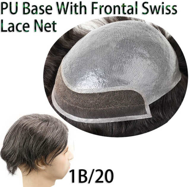 Men's Toupee Hairpieces Replacement System For Men PU Base With Frontal Swiss Lace Net 100% Virgin Human Hair 10x8 "Base Size 4TBlonde Color